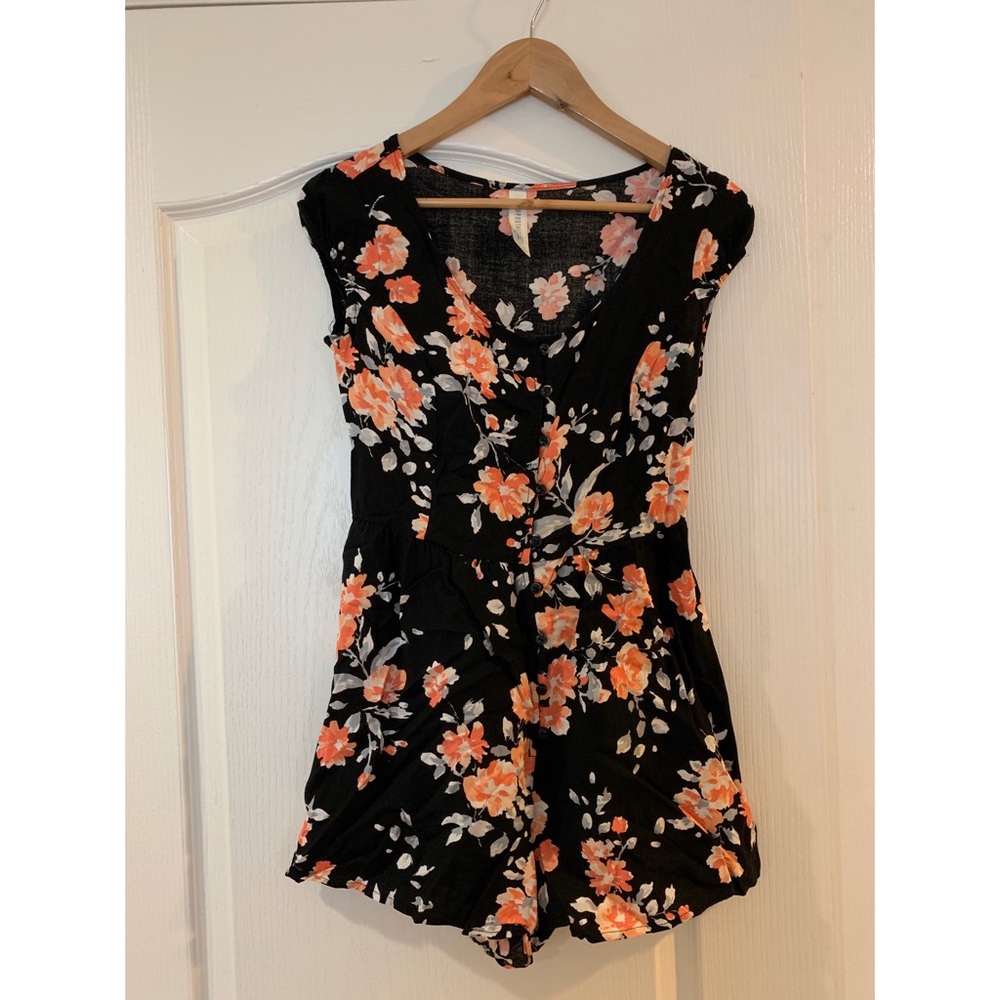 Button-down and Corset-back Floral Romper